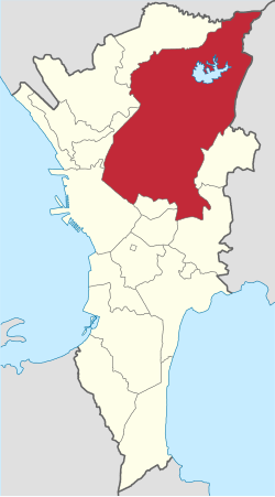 Map of Metro Manila with Quezon City highlighted