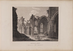 Engraving of the abbey by James Fittler in Scotia Depicta, published in 1804