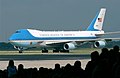 Image 11A Boeing 747 aircraft with livery designating it as Air Force One. The cyan forms, the US flag, presidential seal and the Caslon lettering, were all designed at different times, by different designers, for different purposes, and combined by designer Raymond Loewy in this one single aircraft exterior design. (from Graphic design)