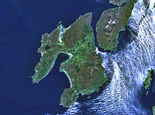 Satellite image of Islay (left) and the southern part of Jura (top right)