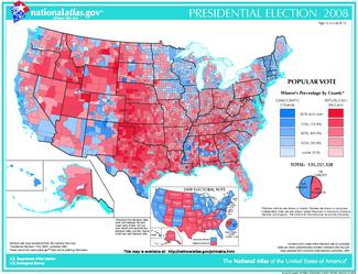 U.S. Presidential vote by county, 2008