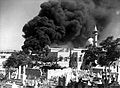 Destruction of Muslim graveyard and the Istiklal Mosque by Italian bombers during the bombing of Haifa, September 1940.