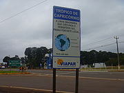 Sign marking the tropic in Maringá, Brazil