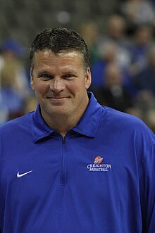Greg McDermott coaching during a Missouri Valley Conference tournament game