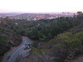 Griffith Park (south side) with the Downtown LA skyline in the background