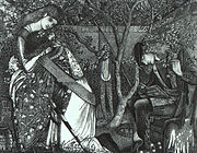 The Knight's Farewell, pen-and-ink on vellum, 1858