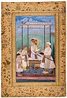 Emperor Shah Jahan and sons, c. 1628 or later. Mughal portraits normally use profile views.