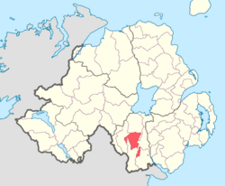 Location of Fews Lower, County Armagh, Northern Ireland.
