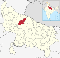 Location of Shahjahanpur district in Uttar Pradesh