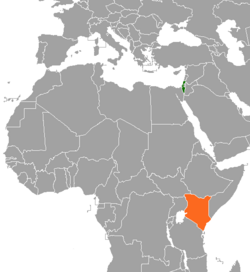 Map indicating locations of Israel and Kenya