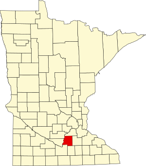 Map of Minnesota highlighting Le Sueur County