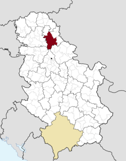 Location of Zrenjanin within Serbia