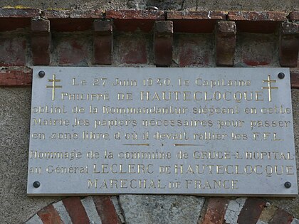 Memorial plaque in Grugé-l'Hôpital