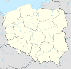 Contour map of Poland with an indicator pointing to the location of Mittelsteine