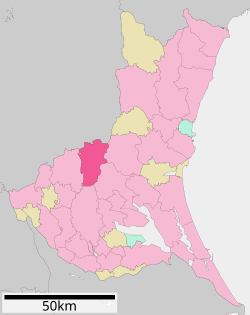Location of Sakuragawa in Ibaraki Prefecture