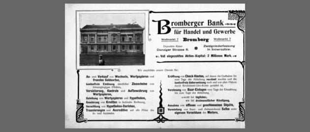 Advertising for Bromberger Bank, ca 1900
