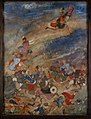 Battle scene from the Hamzanama of Akbar, 1570