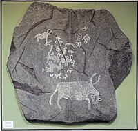 Animal hunting, 3000 BCE, Arkhangai Province, Mongolia. National Museum of the Altai Republic