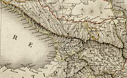 Kaukasus mit Grenze um 1824