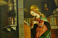 The Virgin Annunciate by Carlo Crivelli, 15th century; rays enter through the window