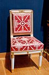 Chair; before 1810; white trimmed wood with gilt carved decoration, modern trim, red and white silk; 90 x 50.5 x 44 cm; Louvre[15]