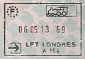 Entry stamp into the Schengen Area issued by the French Border Police at St Pancras International station. ('LFT' stands for 'Liaison fixe transmanche' (literally: cross-Channel fixed link))