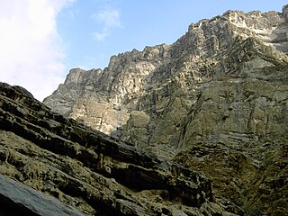 Felsenregion im Bereich des Dschabal Schams, vom Wadi Ghul aus gesehen
