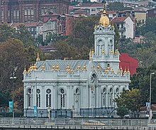 A photograph of the Bulgarian St. Stephen Church, also known as the Bulgarian Iron Church