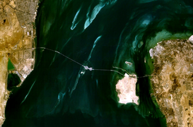 The King Fahd Causeway from satellite photo