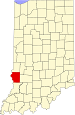 Sullivan County's location in Indiana