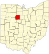 State map highlighting Wyandot County