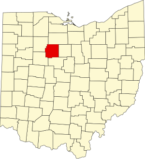 Map of Ohio highlighting Wyandot County