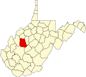 Map of West Virginia highlighting Roane County