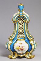 Vase with a bleu celeste ground, modelled after a Sèvres Rococo design, c. 1855