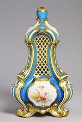 Minton vase, bone china, bleu celeste ground, enamel and gilt c. 1855 (After Sèvres design)