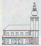 Navahrudak town hall, plan in the 19th century.