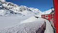 Bernina Pass by train in winter
