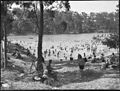 Swimming in the lake, December 1938, photo by Sam Hood