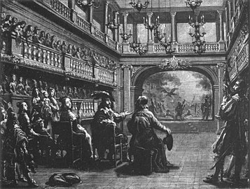 The royal family and Richelieu at the ballet La Prospérité des Armes de la France, which premiered on 7 February 1641 (grisaille by Justus van Egmont)