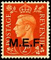 Great Britain, 1942: British 2d stamp overprinted 'M.E.F.' ('Middle Eastern Forces'), for military use