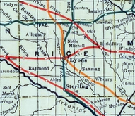 1915-1918 Railroad Map of Rice County
