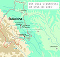 Location of five Székely villages in Bukovina
