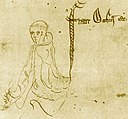 Wilhelm von Ockham. Skizze aus einem Summa-logicae-Manuskript von 1341 mit der Inschrift frater Occham iste