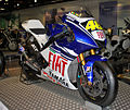 The FIAT Yamaha YZR-M1, ridden by Valentino Rossi in the 2008 season on display.