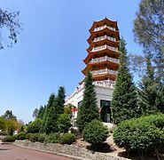 A modern Chinese-style columbarium at Nan Tien Temple in Wollongong, Australia