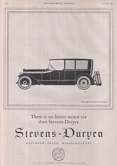1922 Stevens-Duryea advertisement Automobile Topics
