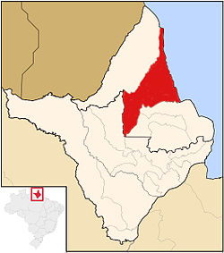 Location of Calçoene in the State of Amapá