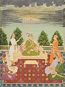 Bahadur Shah enthroned outdoors