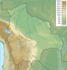 Location of Coranto Lake in Bolivia.