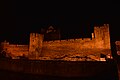 Cahir Castle, Tipperary, lit up at night.